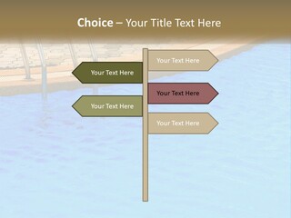 A Blue Swimming Pool With A Metal Hand Rail PowerPoint Template