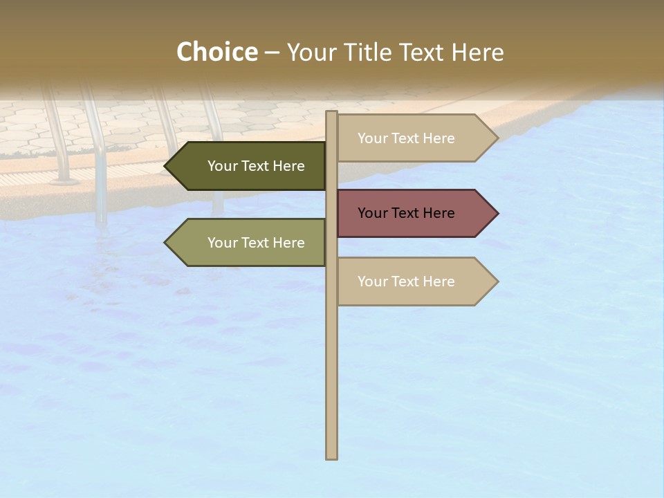 A Blue Swimming Pool With A Metal Hand Rail PowerPoint Template