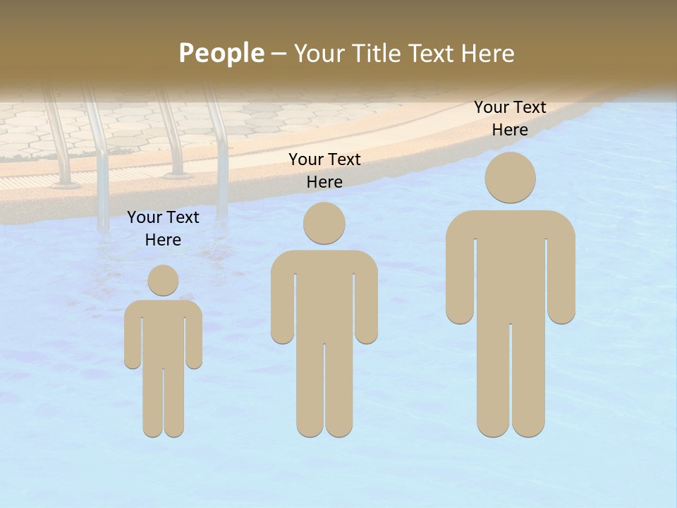 A Blue Swimming Pool With A Metal Hand Rail PowerPoint Template