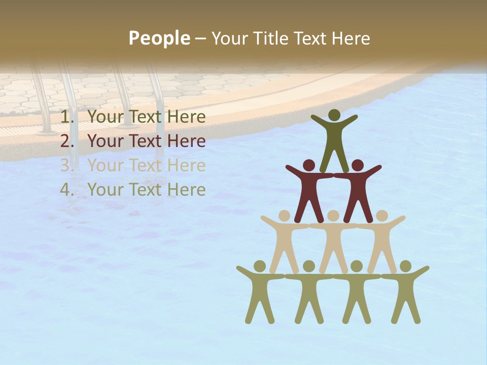 A Blue Swimming Pool With A Metal Hand Rail PowerPoint Template