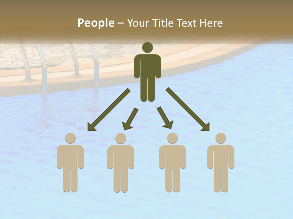 A Blue Swimming Pool With A Metal Hand Rail PowerPoint Template