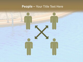 A Blue Swimming Pool With A Metal Hand Rail PowerPoint Template