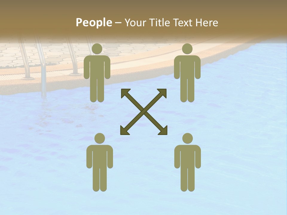 A Blue Swimming Pool With A Metal Hand Rail PowerPoint Template