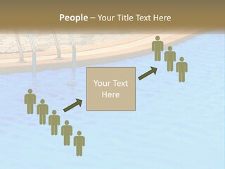 A Blue Swimming Pool With A Metal Hand Rail PowerPoint Template