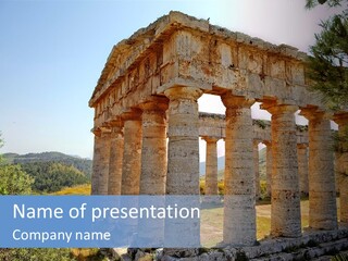 A Large Stone Structure With A Sky Background PowerPoint Template