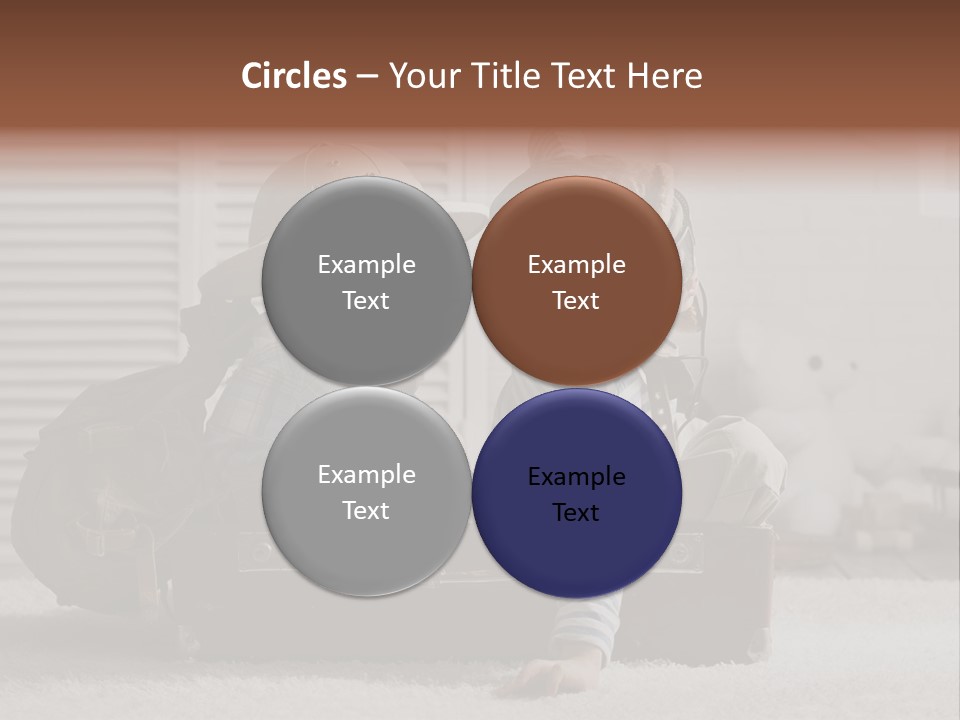 Two Children In Hats Sitting On A Suitcase PowerPoint Template