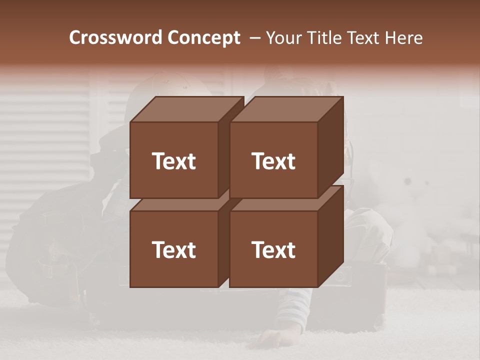 Two Children In Hats Sitting On A Suitcase PowerPoint Template