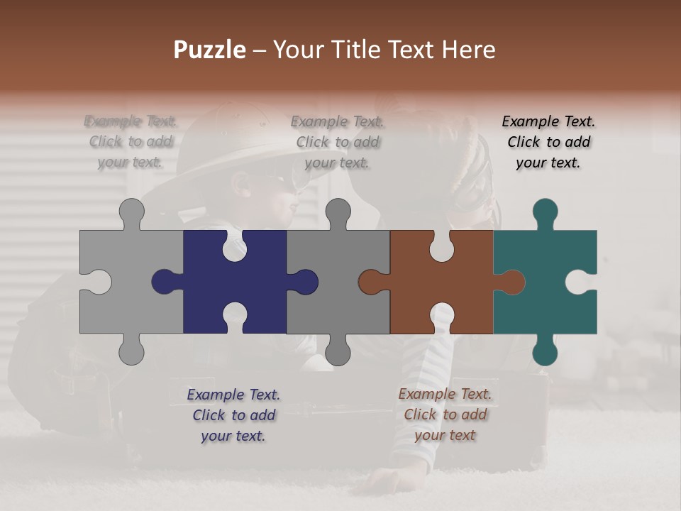 Two Children In Hats Sitting On A Suitcase PowerPoint Template