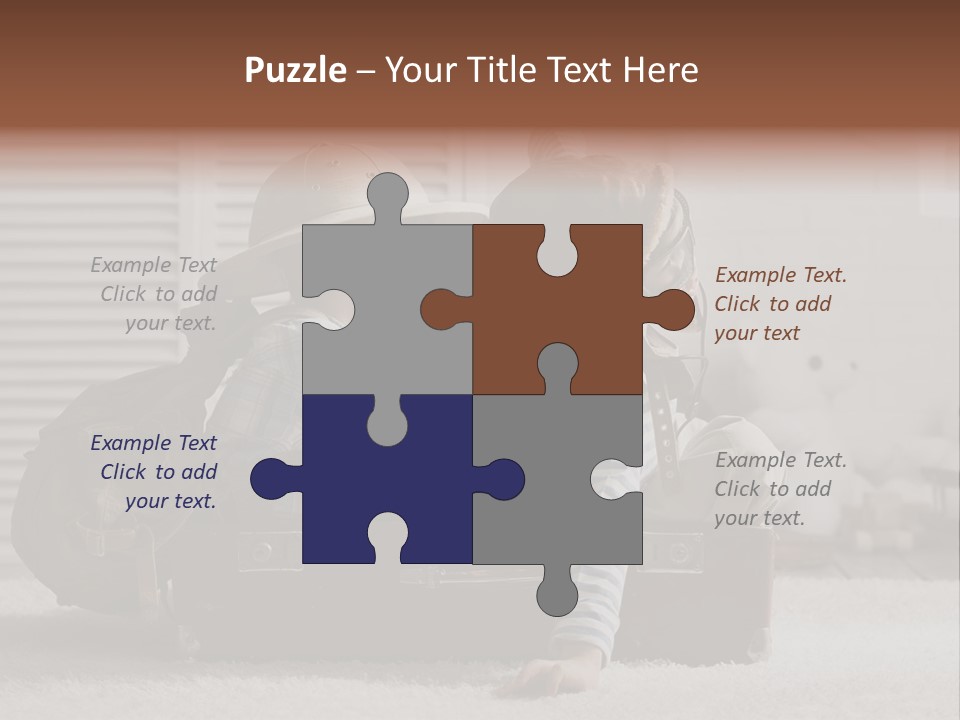 Two Children In Hats Sitting On A Suitcase PowerPoint Template