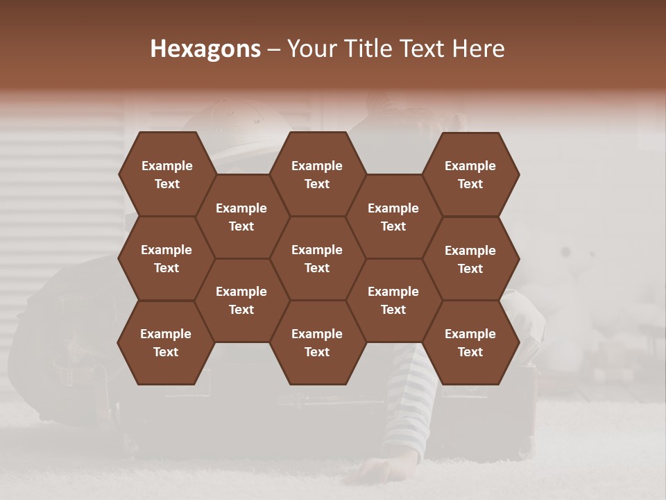 Two Children In Hats Sitting On A Suitcase PowerPoint Template