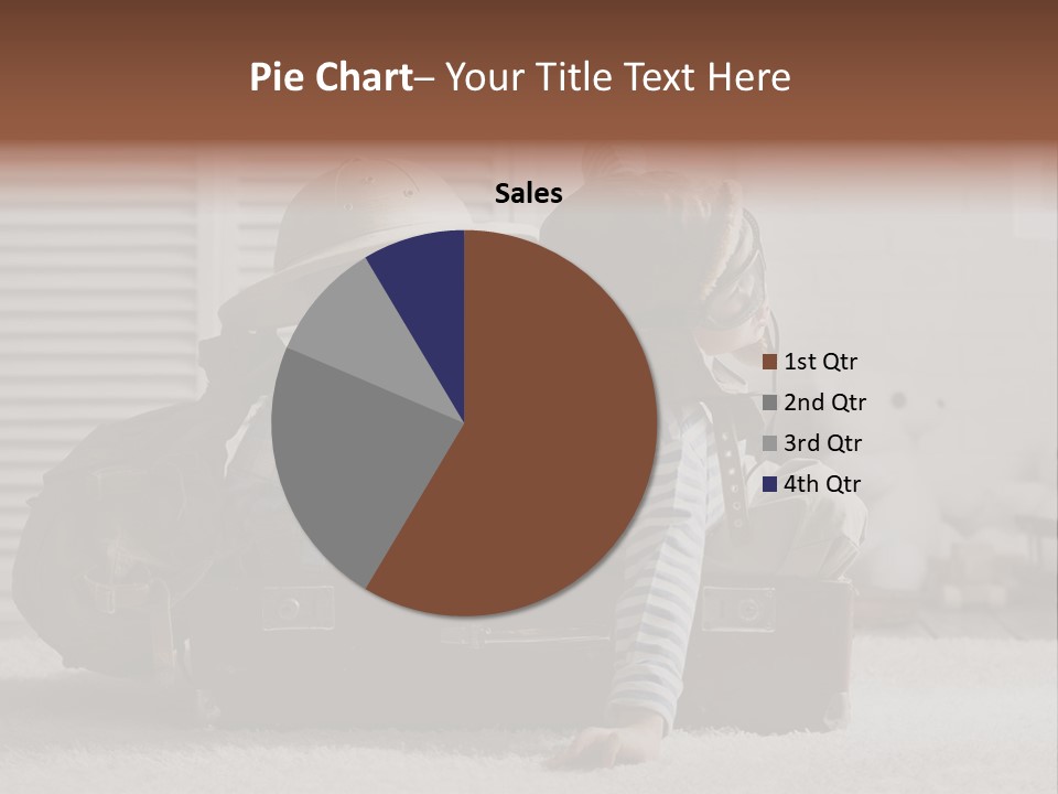 Two Children In Hats Sitting On A Suitcase PowerPoint Template