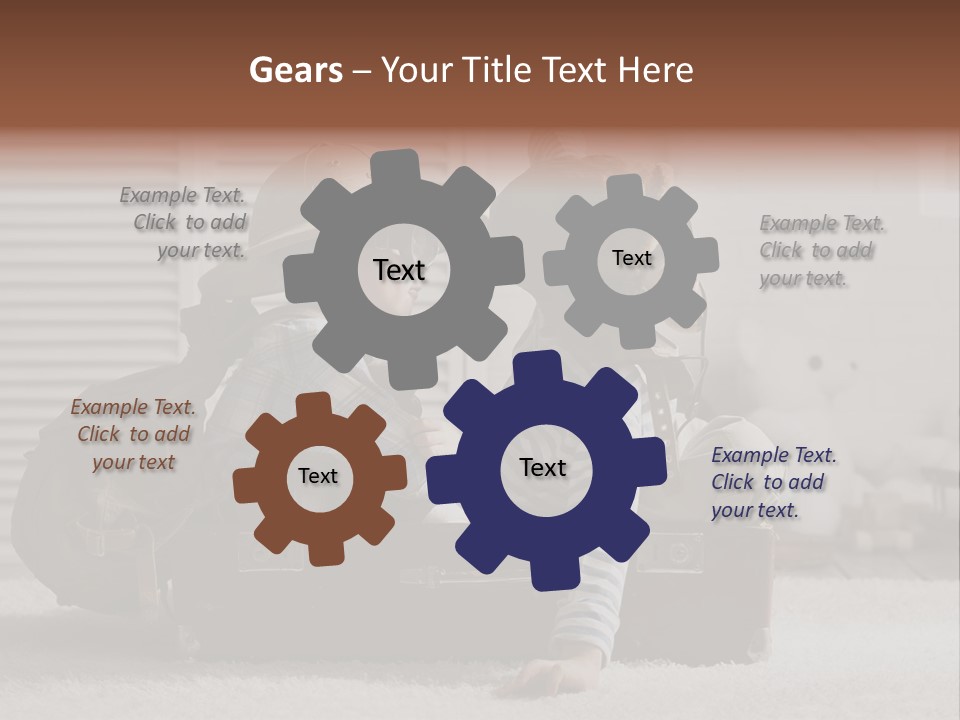 Two Children In Hats Sitting On A Suitcase PowerPoint Template