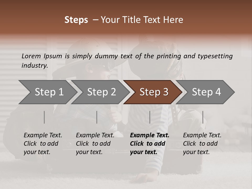 Two Children In Hats Sitting On A Suitcase PowerPoint Template