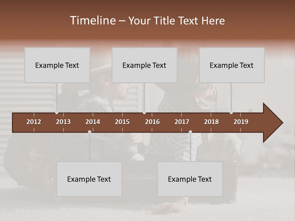 Two Children In Hats Sitting On A Suitcase PowerPoint Template