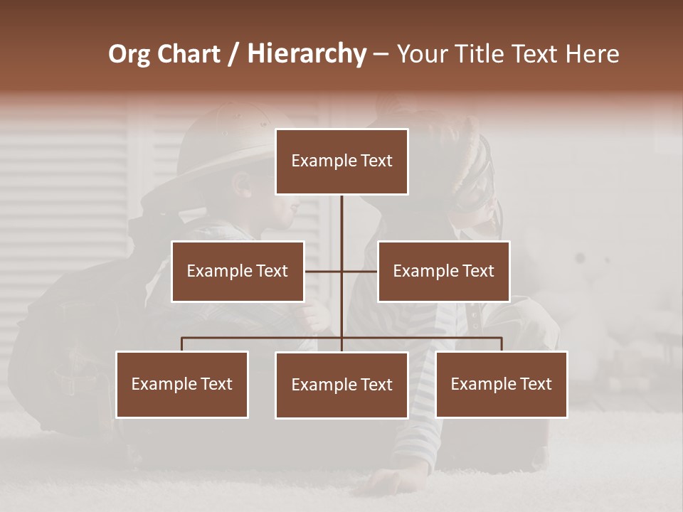 Two Children In Hats Sitting On A Suitcase PowerPoint Template