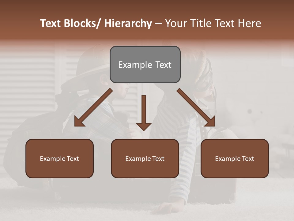 Two Children In Hats Sitting On A Suitcase PowerPoint Template