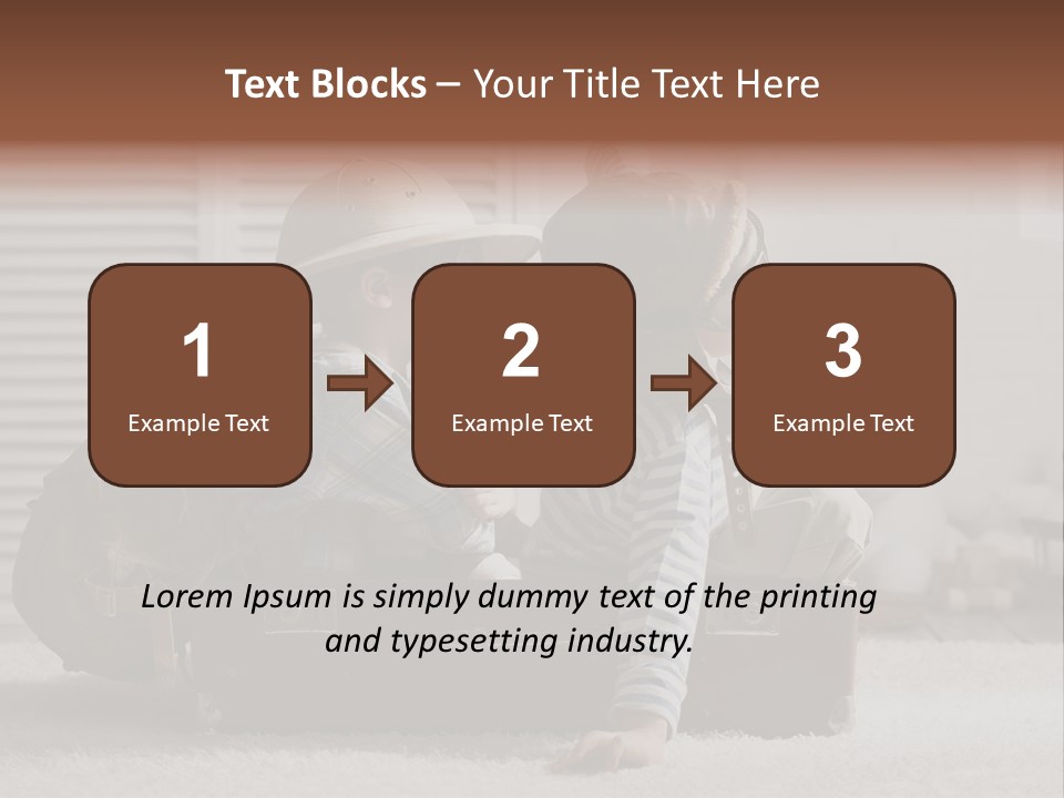 Two Children In Hats Sitting On A Suitcase PowerPoint Template