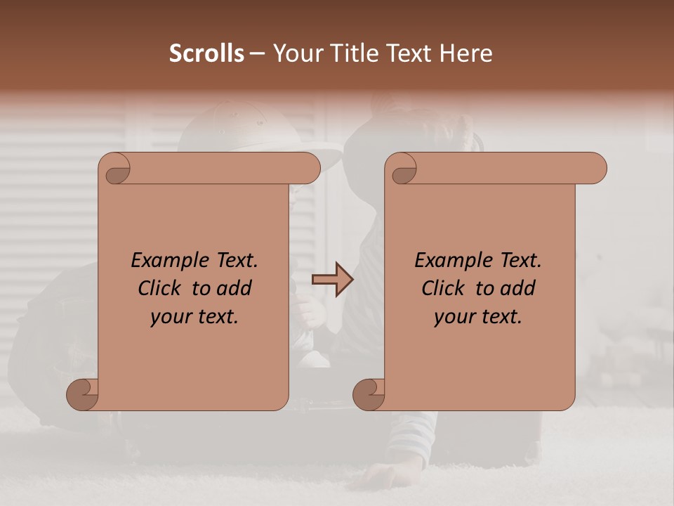 Two Children In Hats Sitting On A Suitcase PowerPoint Template