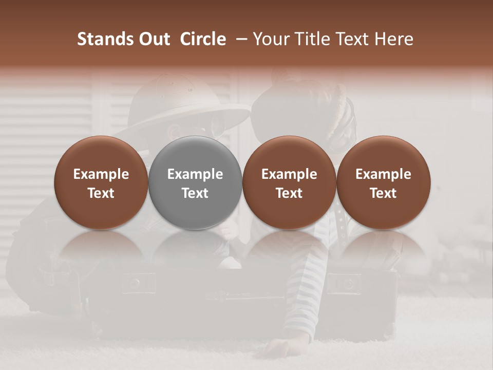 Two Children In Hats Sitting On A Suitcase PowerPoint Template