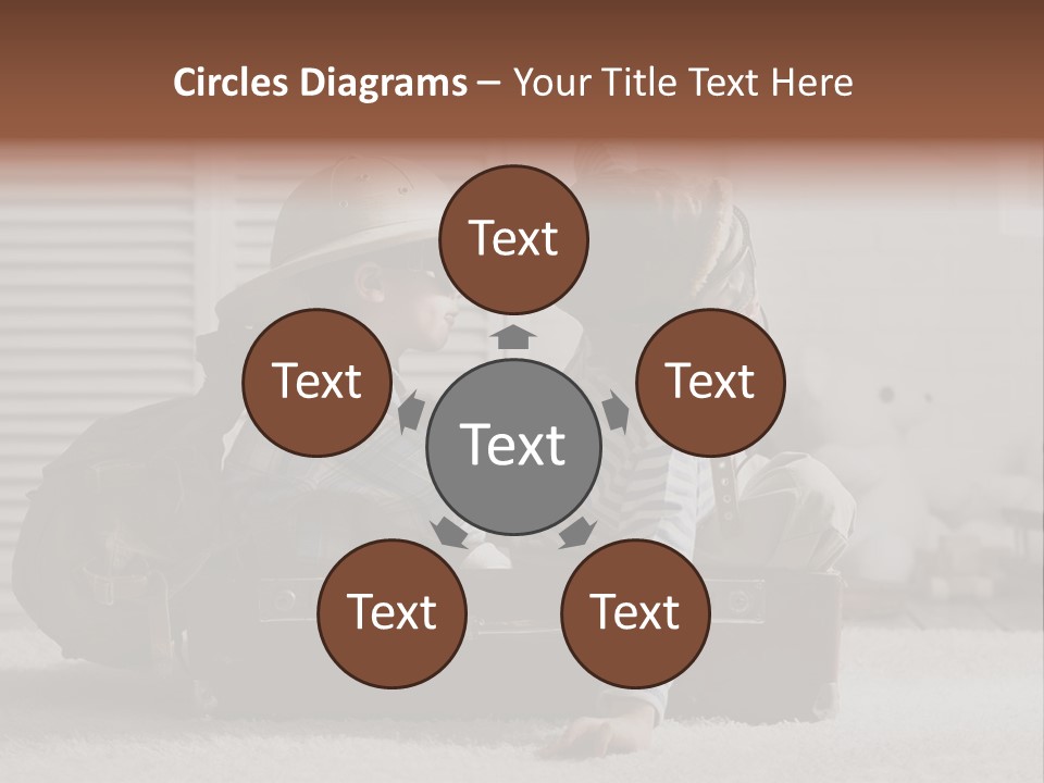 Two Children In Hats Sitting On A Suitcase PowerPoint Template