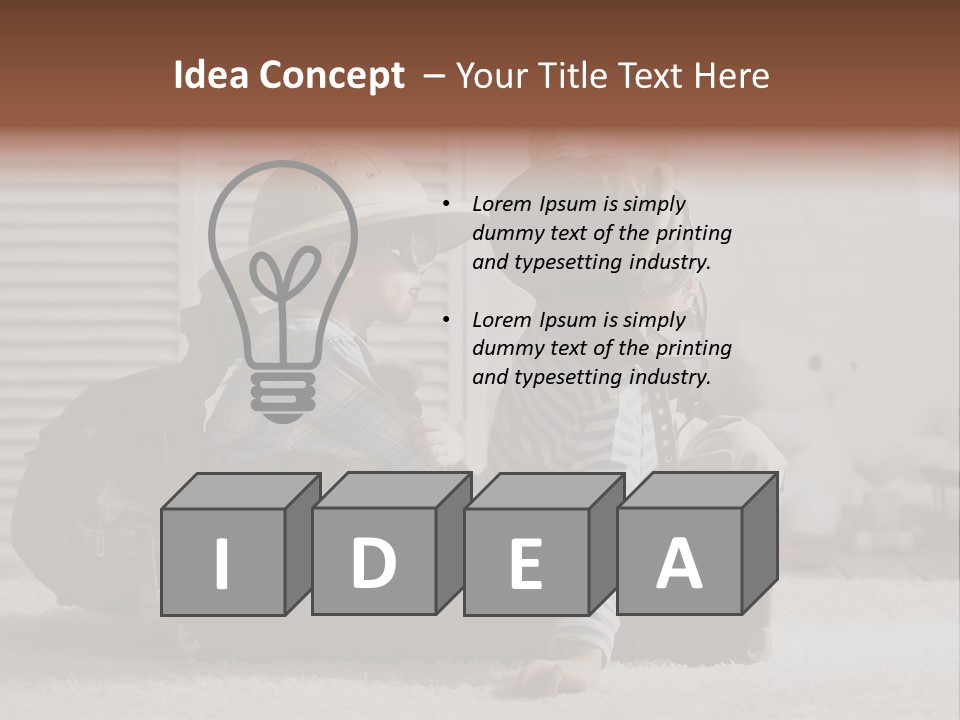 Two Children In Hats Sitting On A Suitcase PowerPoint Template