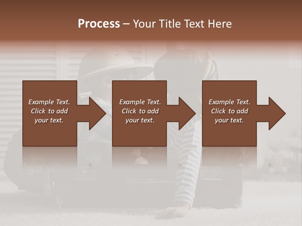 Two Children In Hats Sitting On A Suitcase PowerPoint Template