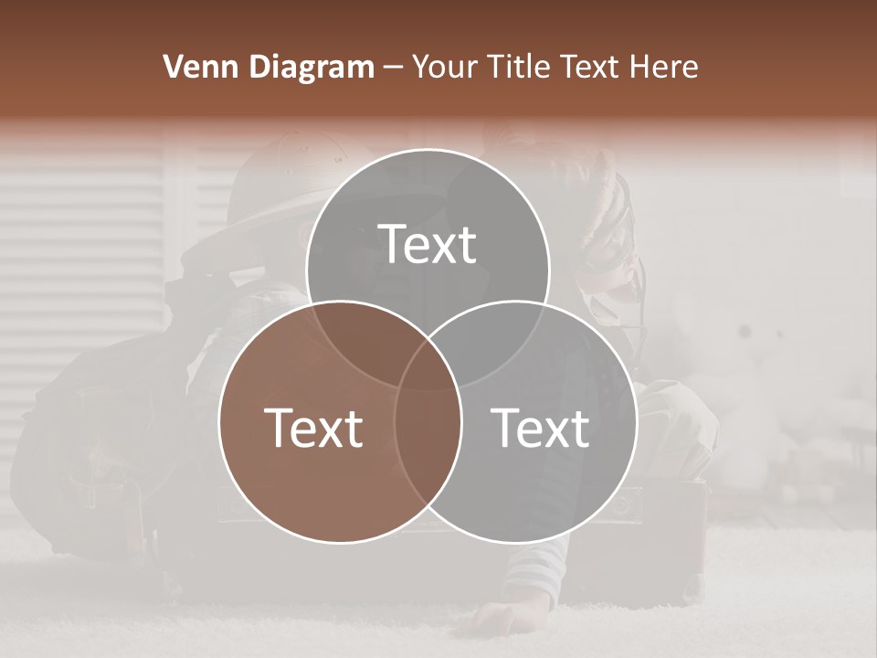 Two Children In Hats Sitting On A Suitcase PowerPoint Template