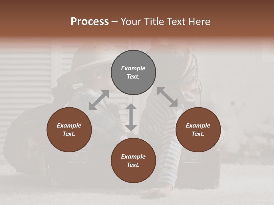 Two Children In Hats Sitting On A Suitcase PowerPoint Template