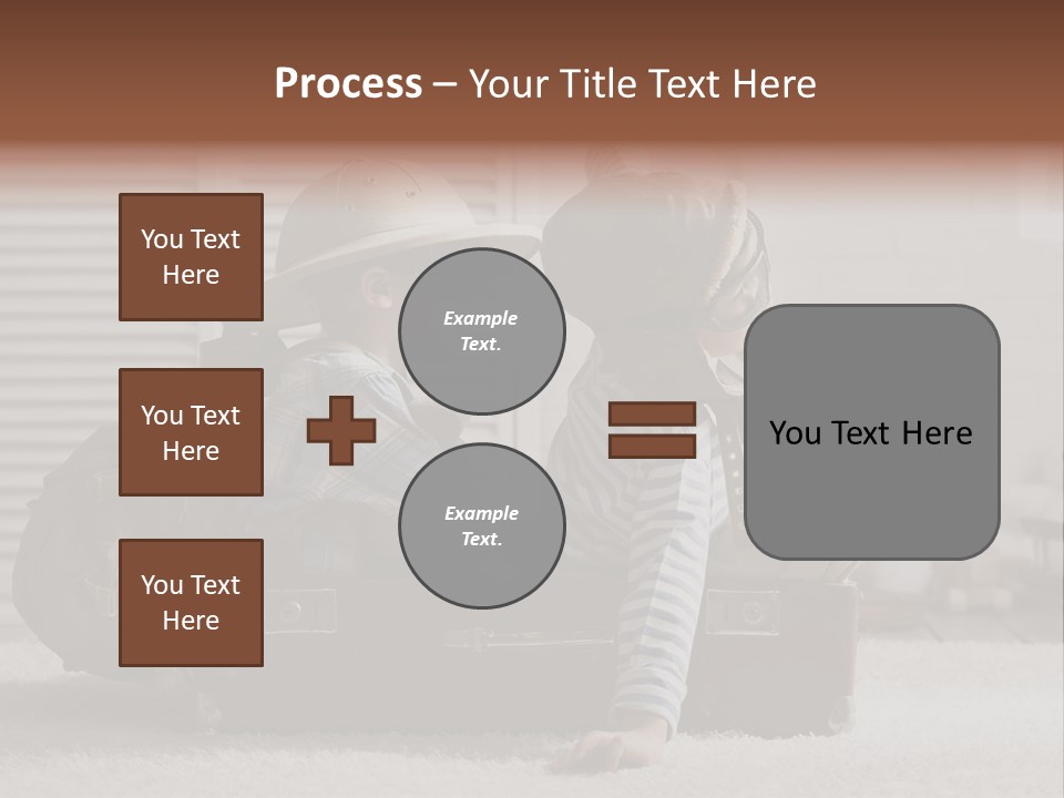 Two Children In Hats Sitting On A Suitcase PowerPoint Template