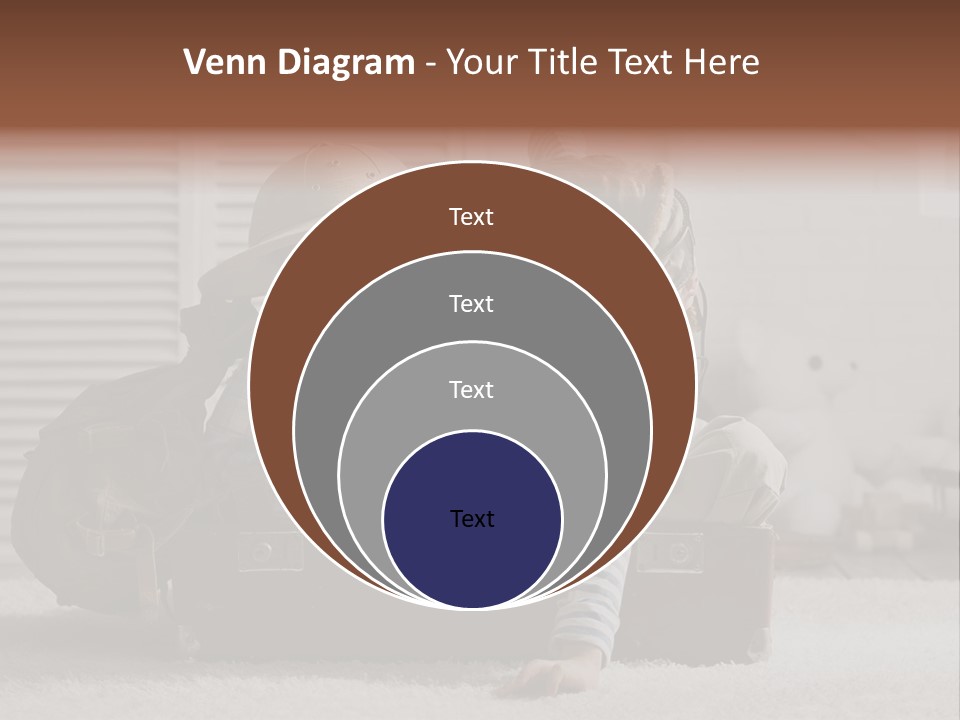 Two Children In Hats Sitting On A Suitcase PowerPoint Template