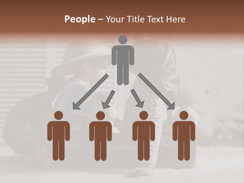 Two Children In Hats Sitting On A Suitcase PowerPoint Template