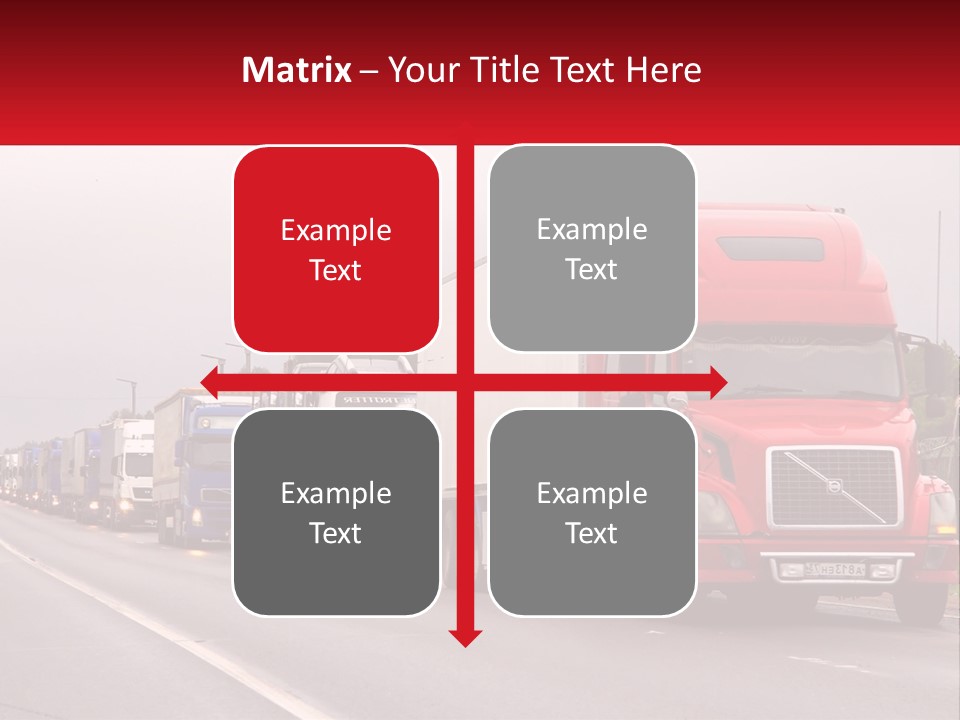 A Row Of Semi Trucks Driving Down A Road PowerPoint Template