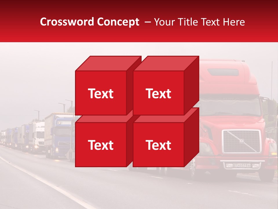 A Row Of Semi Trucks Driving Down A Road PowerPoint Template