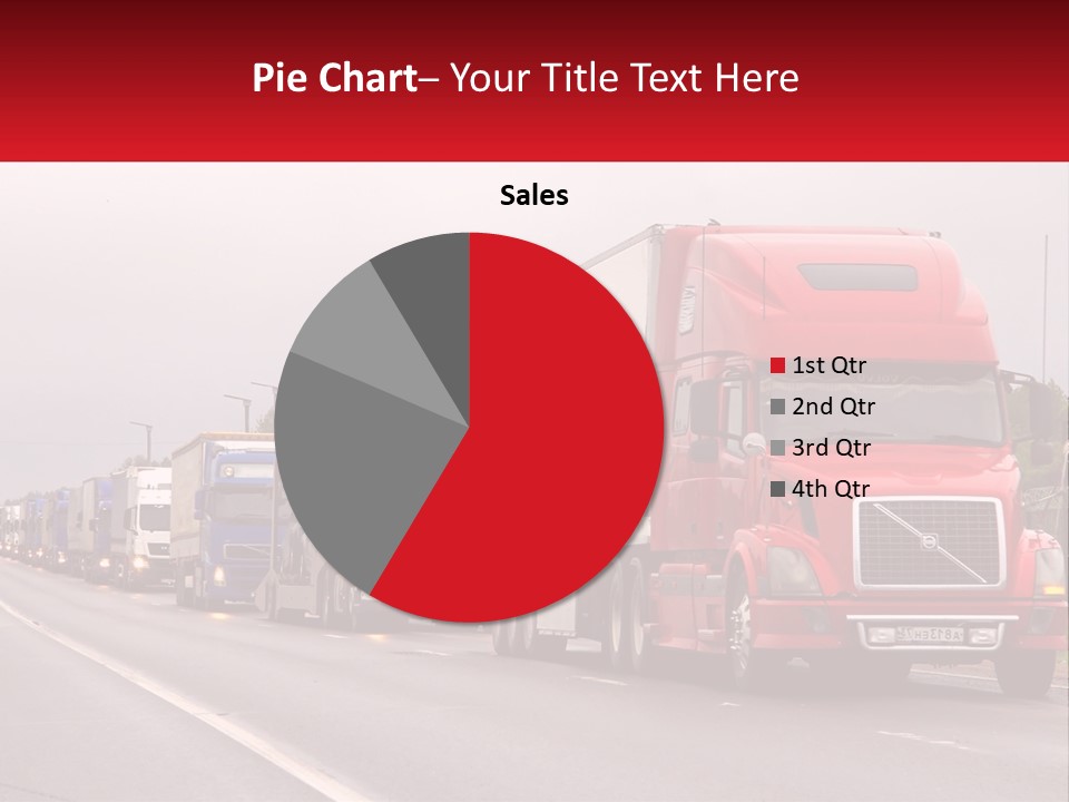A Row Of Semi Trucks Driving Down A Road PowerPoint Template
