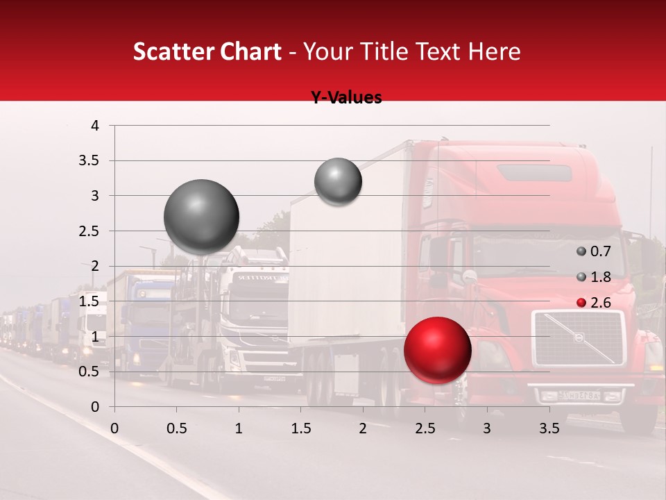 A Row Of Semi Trucks Driving Down A Road PowerPoint Template