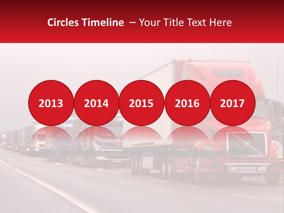 A Row Of Semi Trucks Driving Down A Road PowerPoint Template