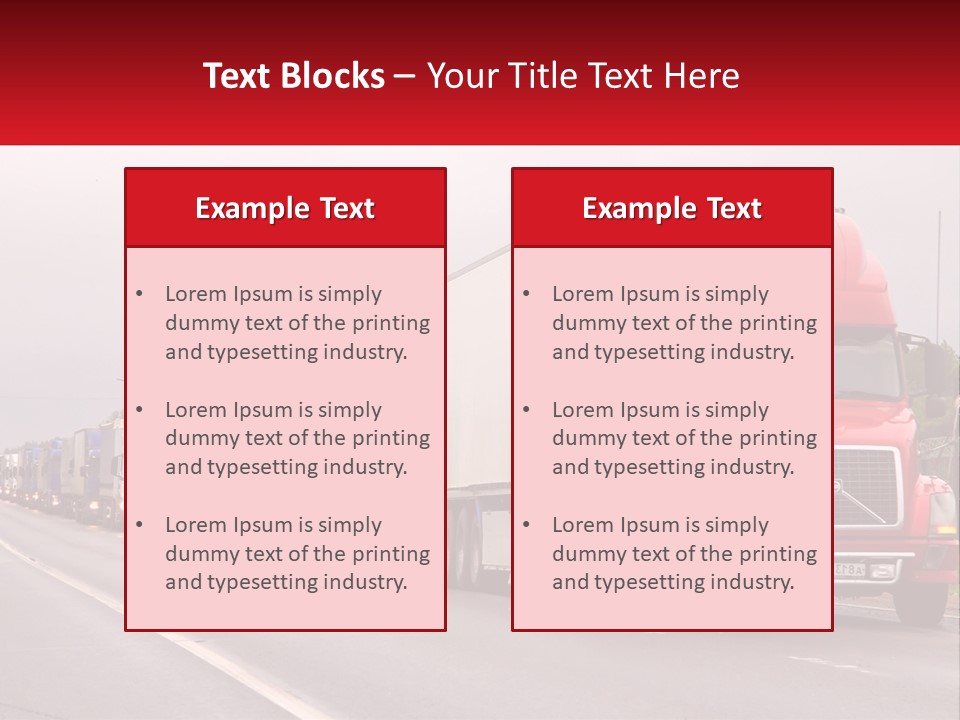 A Row Of Semi Trucks Driving Down A Road PowerPoint Template