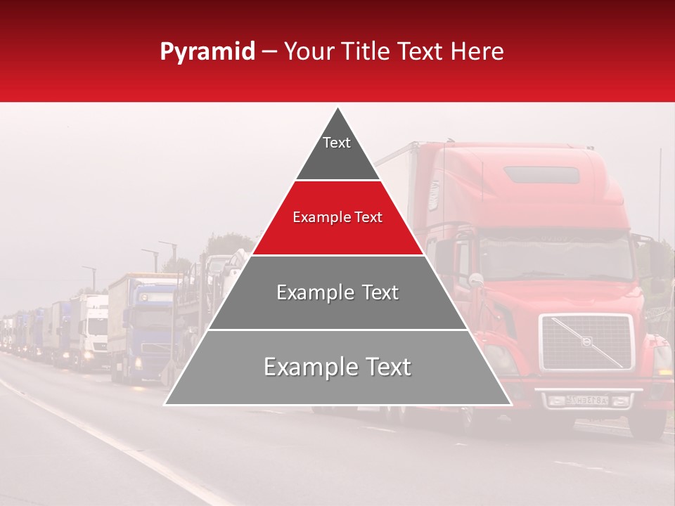 A Row Of Semi Trucks Driving Down A Road PowerPoint Template