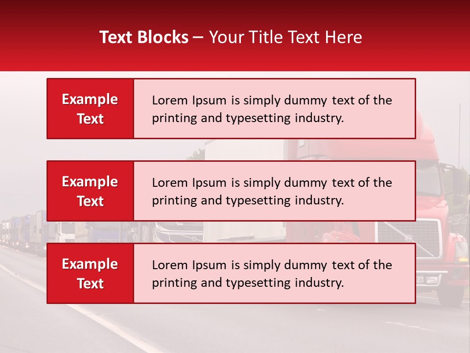 A Row Of Semi Trucks Driving Down A Road PowerPoint Template