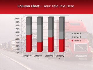 A Row Of Semi Trucks Driving Down A Road PowerPoint Template