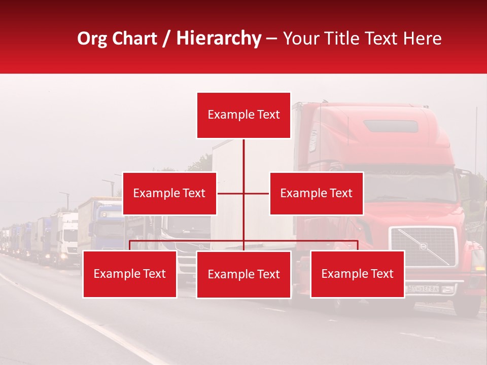 A Row Of Semi Trucks Driving Down A Road PowerPoint Template