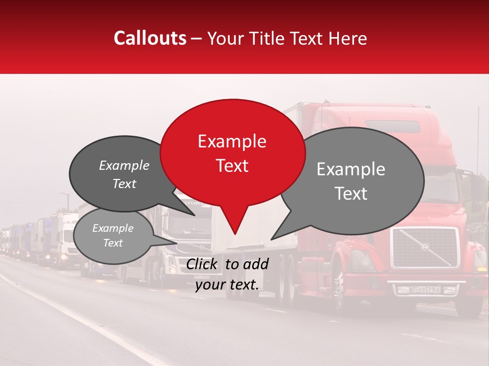 A Row Of Semi Trucks Driving Down A Road PowerPoint Template