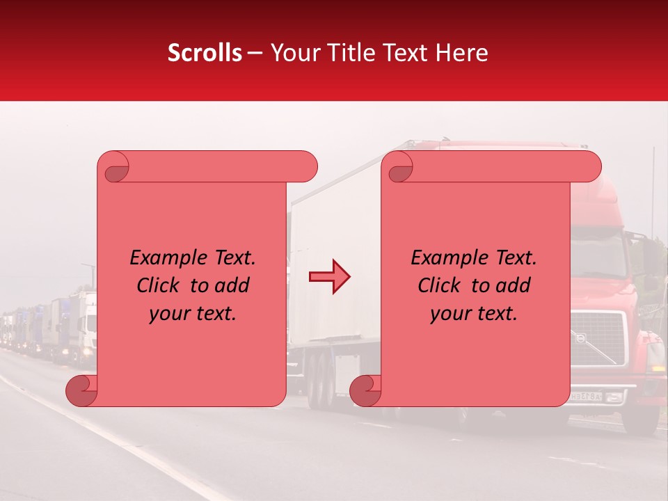 A Row Of Semi Trucks Driving Down A Road PowerPoint Template
