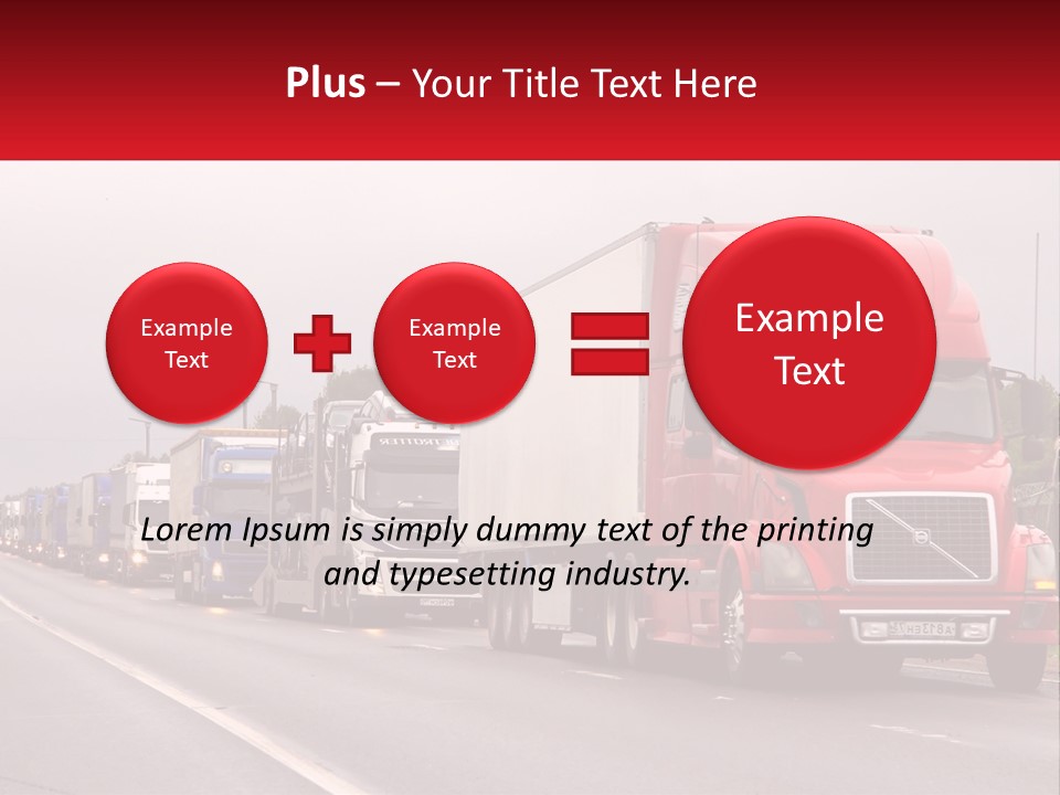 A Row Of Semi Trucks Driving Down A Road PowerPoint Template