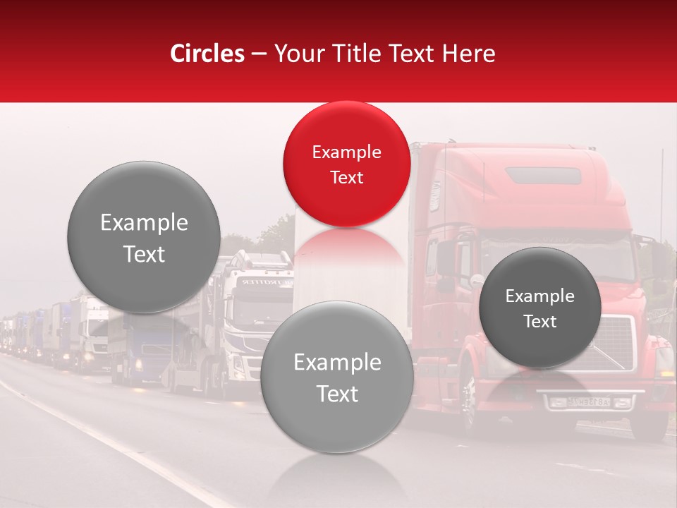 A Row Of Semi Trucks Driving Down A Road PowerPoint Template