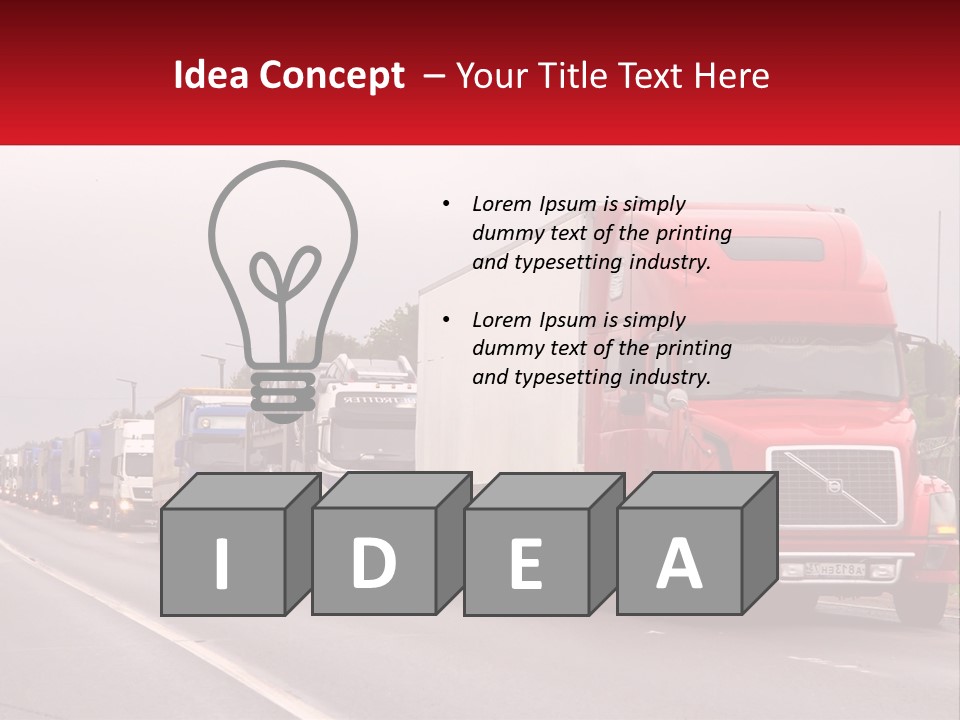 A Row Of Semi Trucks Driving Down A Road PowerPoint Template