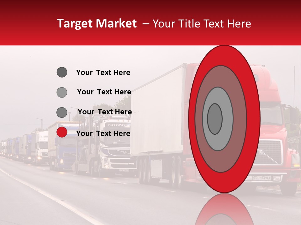 A Row Of Semi Trucks Driving Down A Road PowerPoint Template