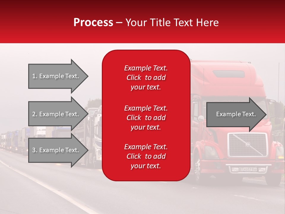 A Row Of Semi Trucks Driving Down A Road PowerPoint Template
