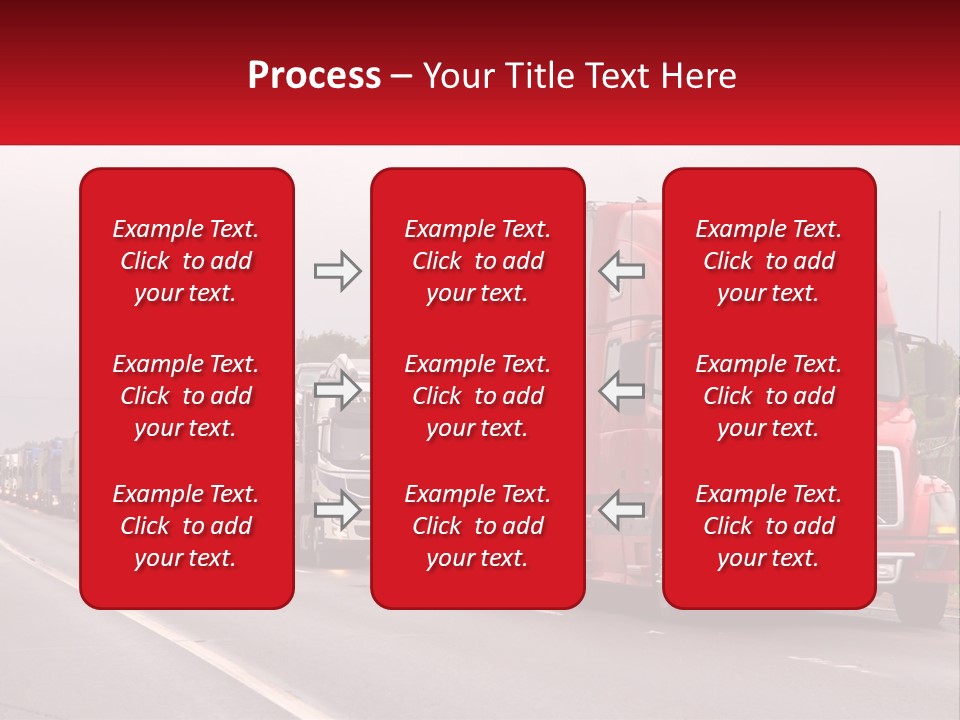 A Row Of Semi Trucks Driving Down A Road PowerPoint Template