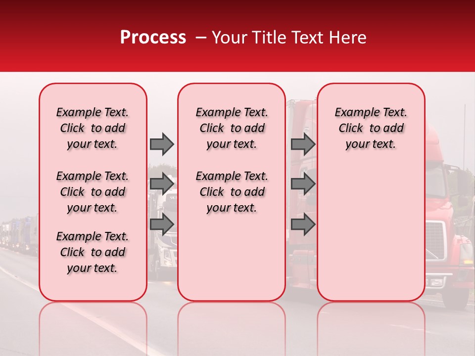 A Row Of Semi Trucks Driving Down A Road PowerPoint Template
